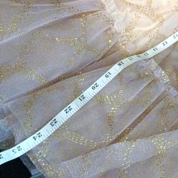 As U Wish Strapless Champaign Pink/Gold Shimmer Tulle Mini Dress Size 3 Juniors - Picture 14 of 14